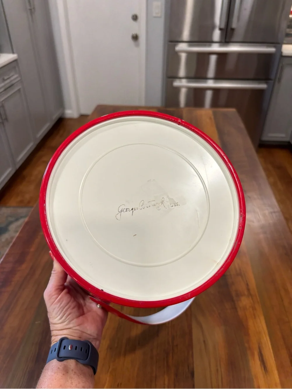Vintage Georges Briard Red & White Ice Bucket